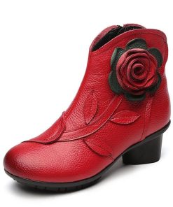 Bohemian Flower Leather Boots