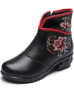 Asian Flower Embroidered Boots